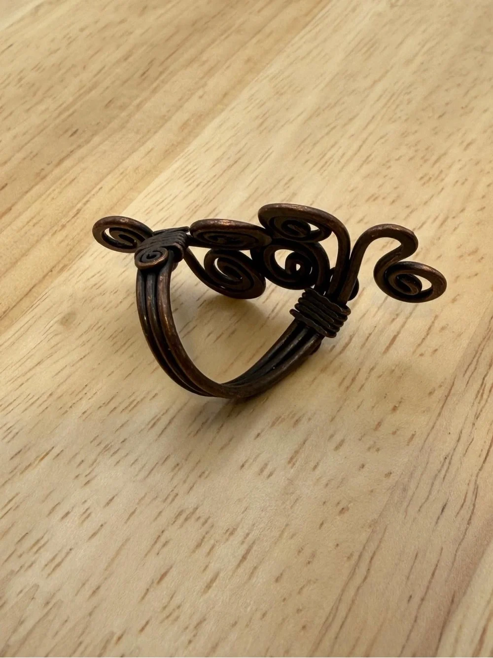 Handcrafted Swirl Statement Ring in Antique Copper Tone
